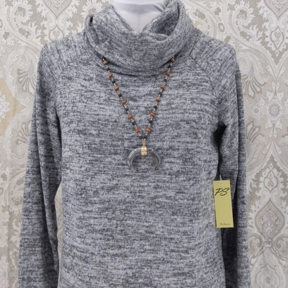 PerSeption Concept long gray cowl neck sweater - Picture 2 of 8